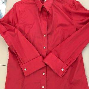Banana Republic Jewel Red tailored/stretch shirt